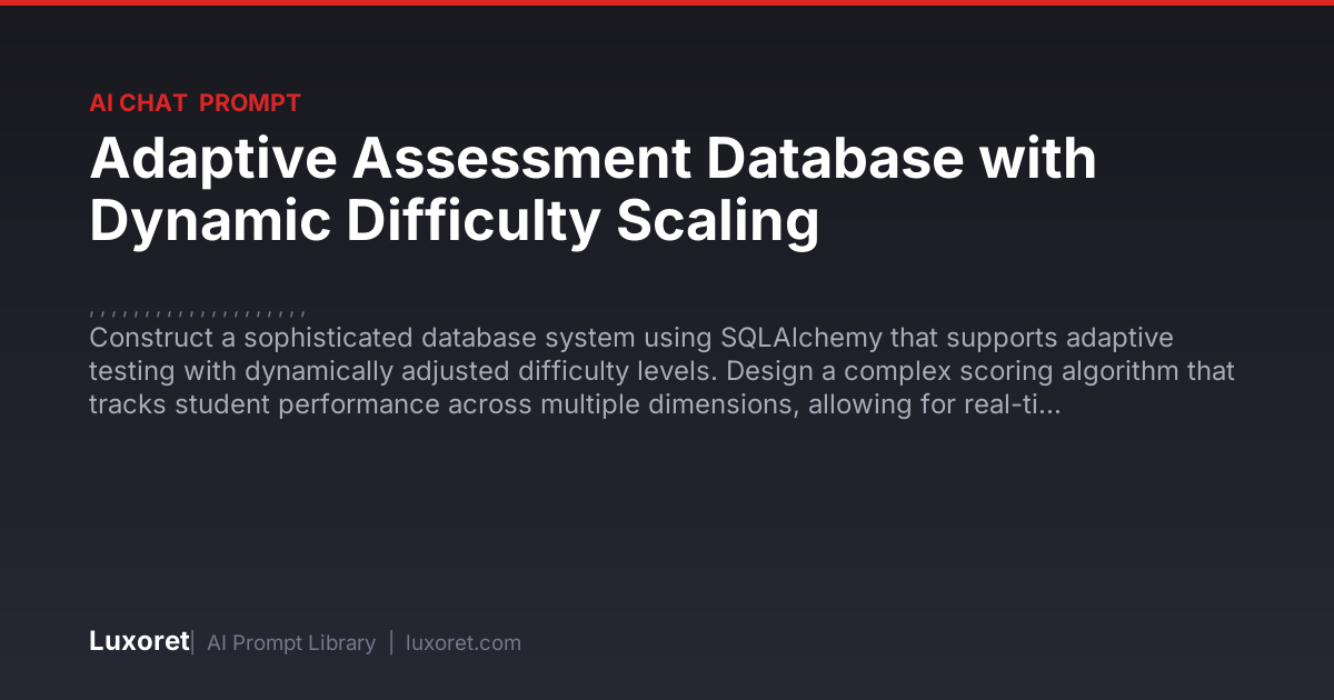 Adaptive Assessment Database with Dynamic Difficulty Scaling — Ai Chat ...