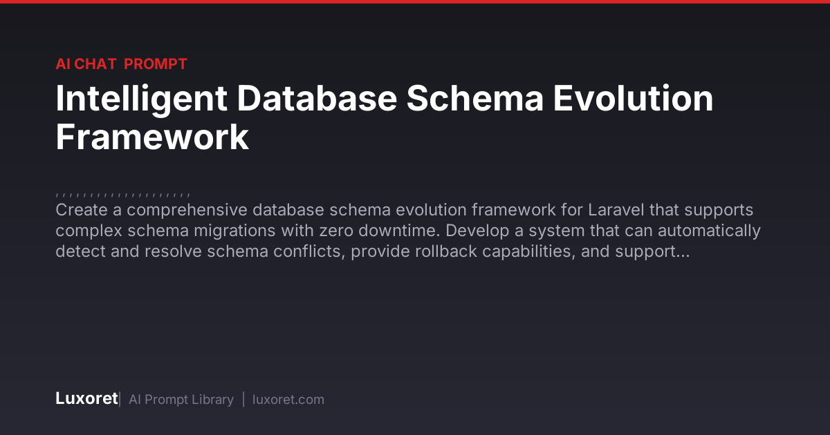 Intelligent Database Schema Evolution Framework — Ai Chat Prompt | Luxoret