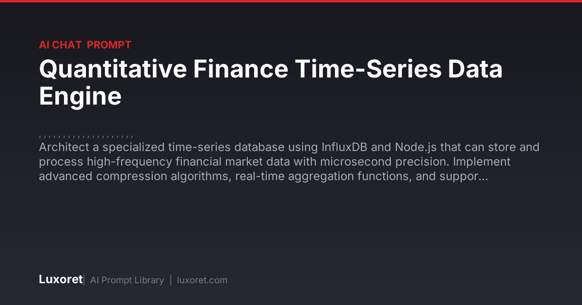 Quantitative Finance Time-Series Data Engine — Ai Chat Prompt | Luxoret