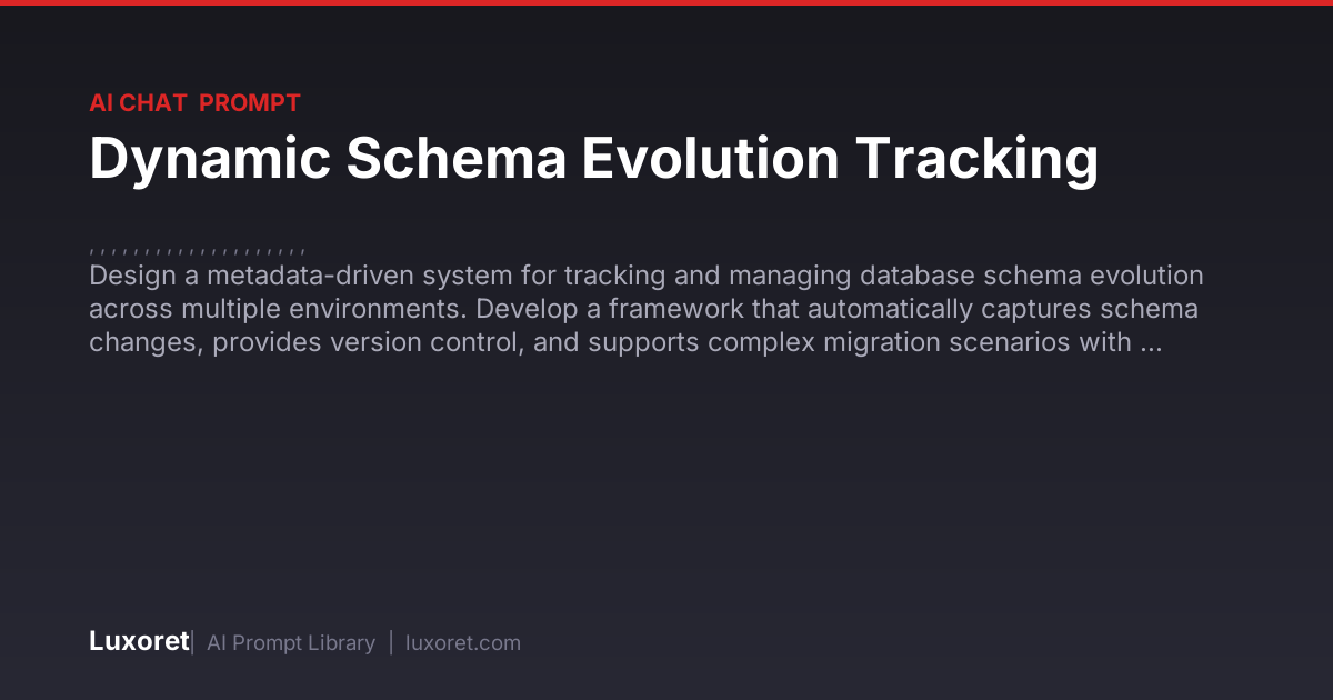 Dynamic Schema Evolution Tracking — Ai Chat Prompt | Luxoret