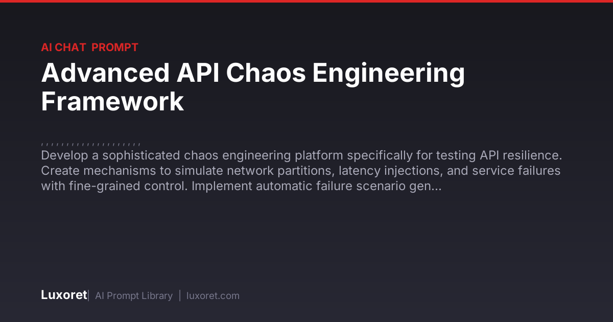 Advanced API Chaos Engineering Framework — Ai Chat Prompt | Luxoret