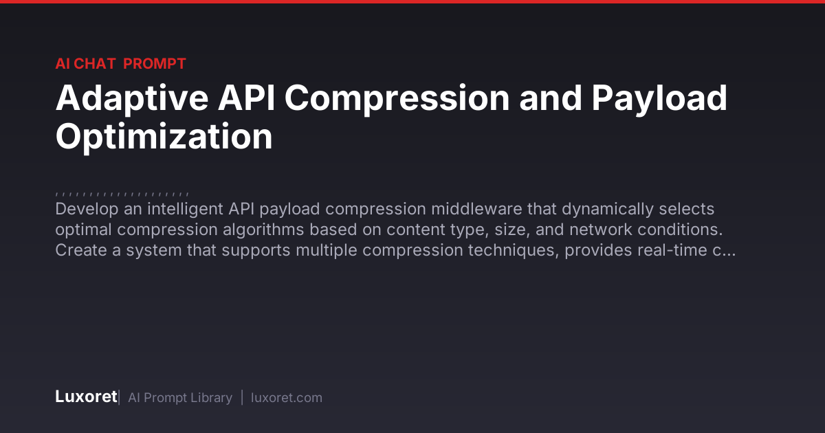 Adaptive API Compression and Payload Optimization — Ai Chat Prompt ...