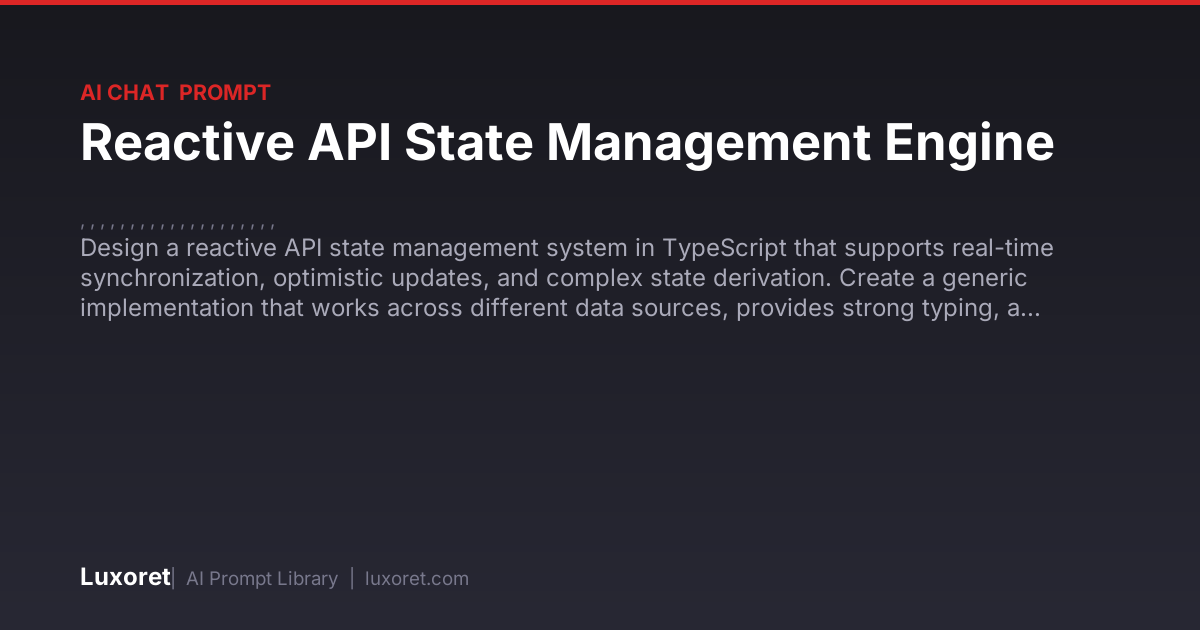 Reactive API State Management Engine — Ai Chat Prompt | Luxoret