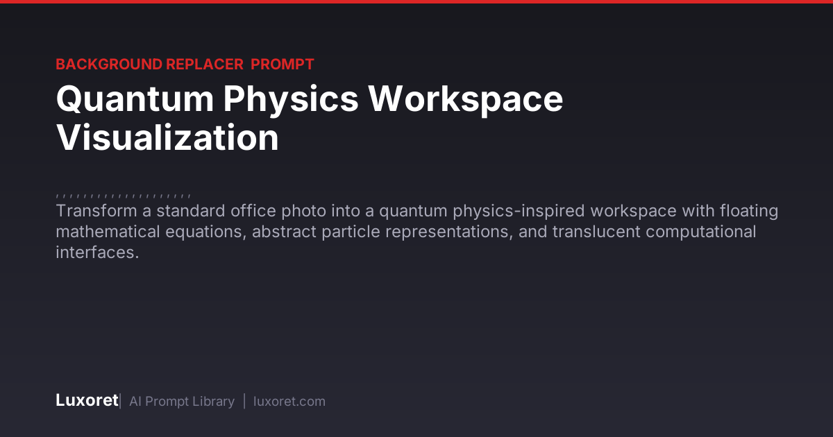 Quantum Physics Workspace Visualization — Background Replacer Prompt ...