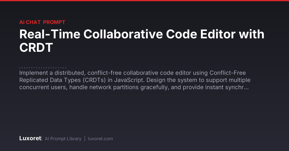 Real-Time Collaborative Code Editor with CRDT — Ai Chat Prompt | Luxoret