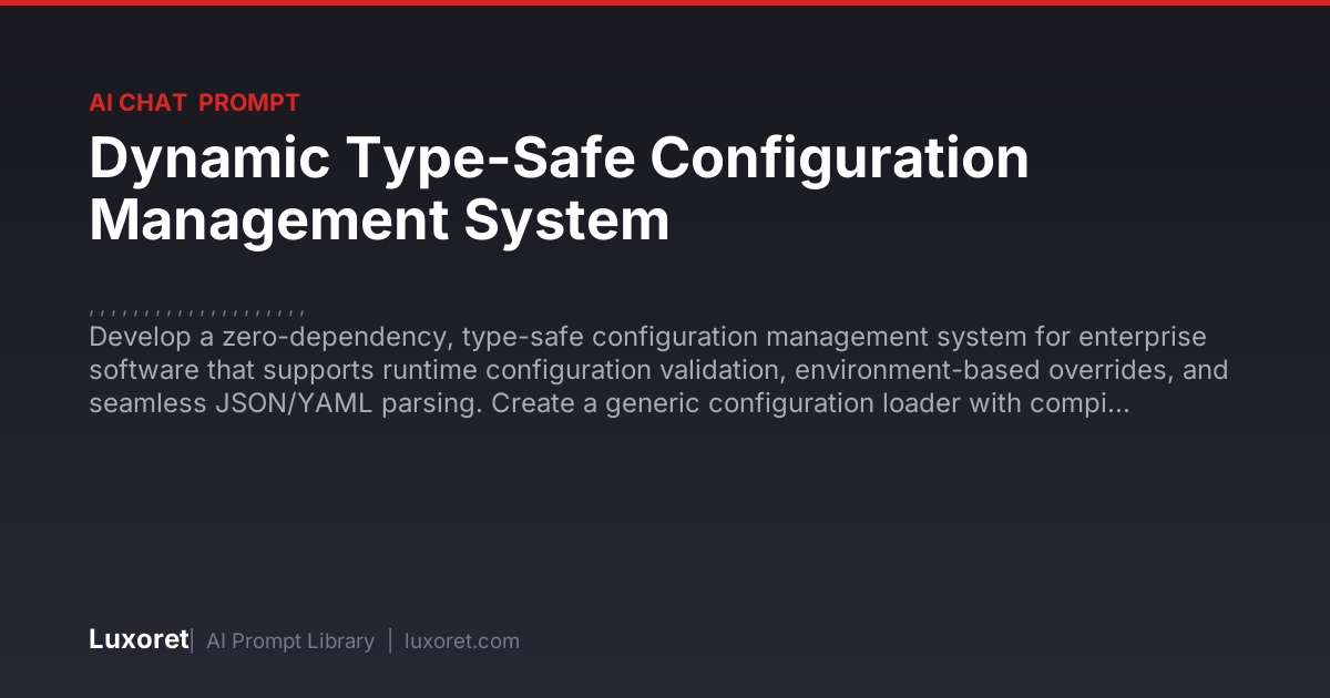 Dynamic Type-Safe Configuration Management System — Ai Chat Prompt ...
