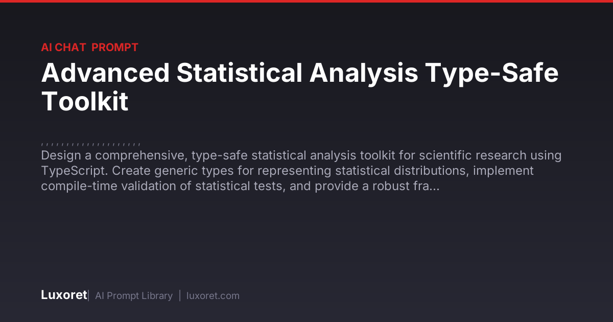 Advanced Statistical Analysis Type-Safe Toolkit — Ai Chat Prompt | Luxoret