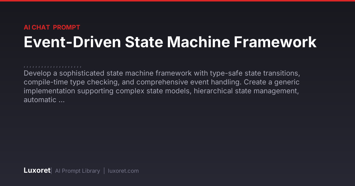 Event-Driven State Machine Framework — Ai Chat Prompt | Luxoret