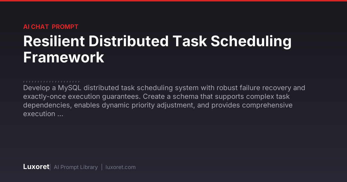 Resilient Distributed Task Scheduling Framework — Ai Chat Prompt | Luxoret