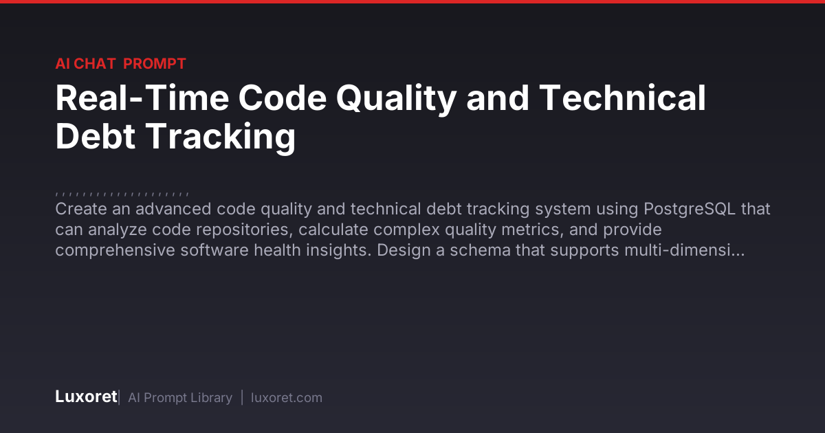 Real-Time Code Quality and Technical Debt Tracking — Ai Chat Prompt ...