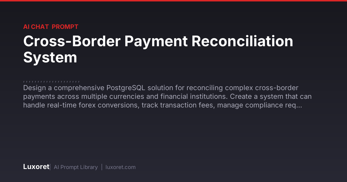 Cross-Border Payment Reconciliation System — Ai Chat Prompt | Luxoret