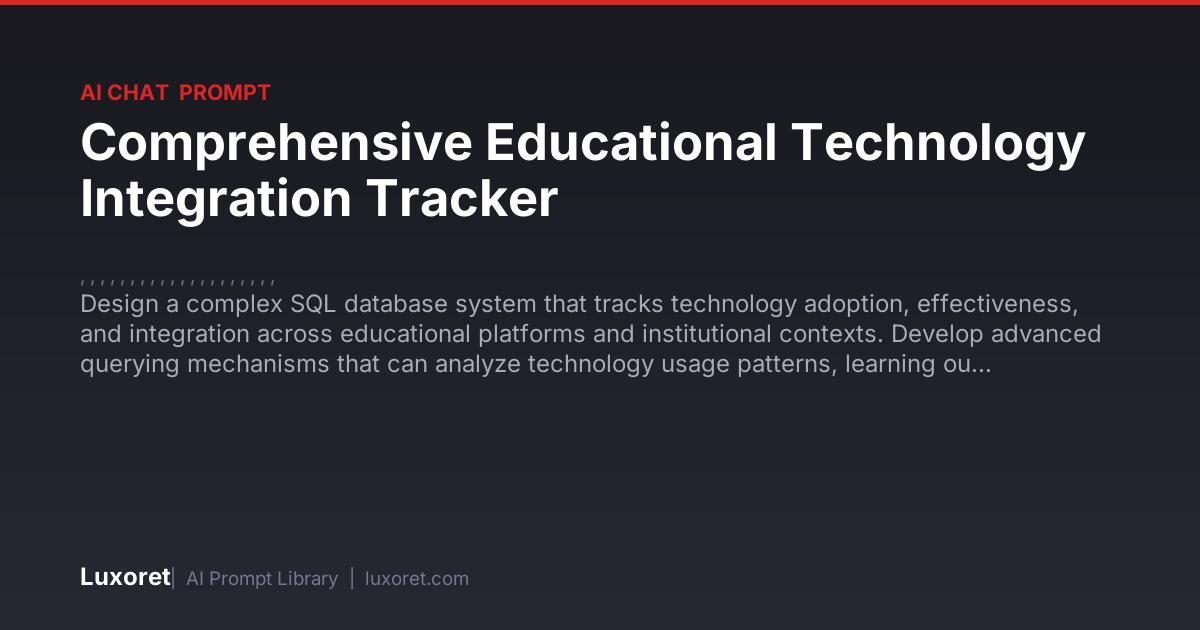 Comprehensive Educational Technology Integration Tracker — Ai Chat ...