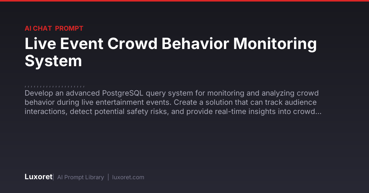 Live Event Crowd Behavior Monitoring System — Ai Chat Prompt | Luxoret