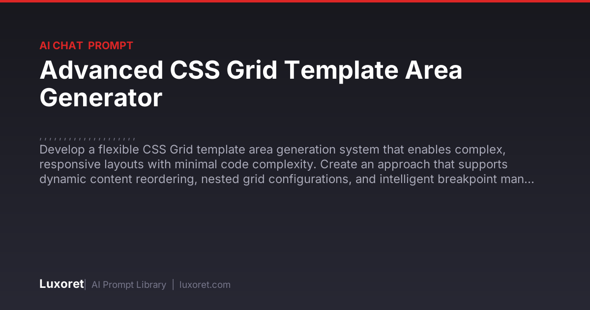 Advanced CSS Grid Template Area Generator — Ai Chat Prompt | Luxoret