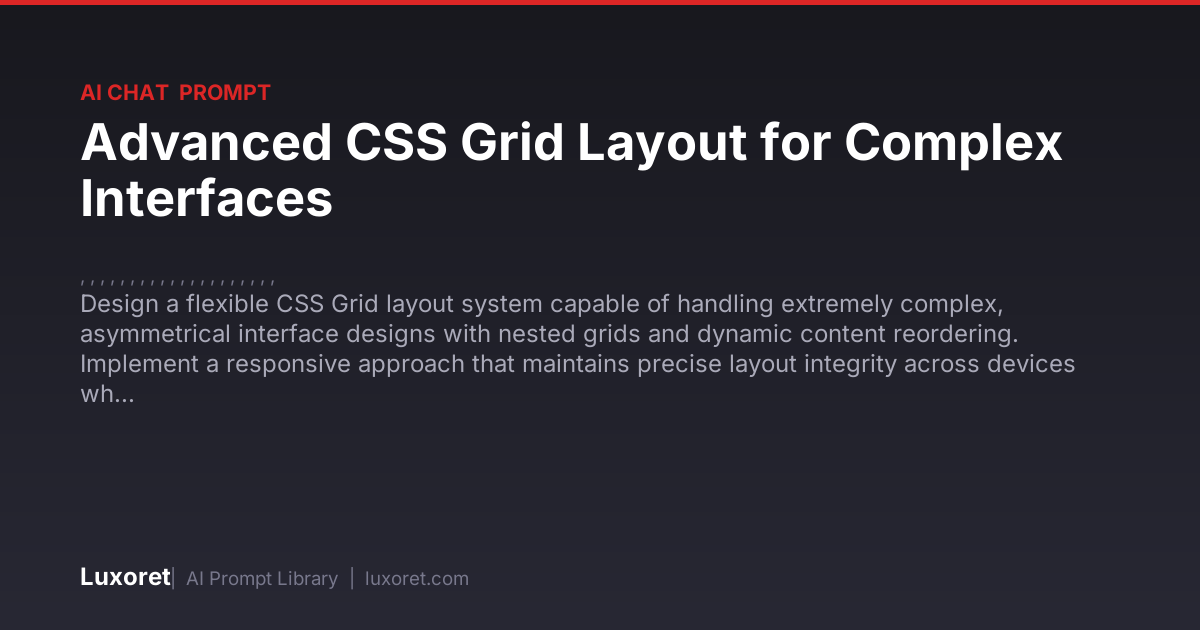 Advanced CSS Grid Layout for Complex Interfaces — Ai Chat Prompt | Luxoret