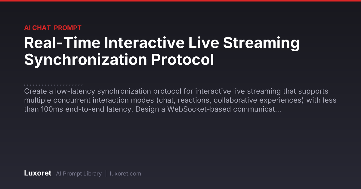 Real-Time Interactive Live Streaming Synchronization Protocol — Ai Chat ...