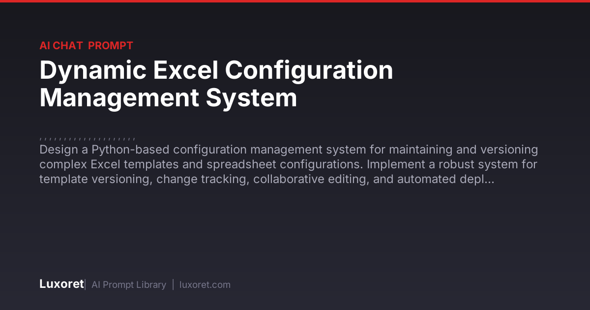 Dynamic Excel Configuration Management System — Ai Chat Prompt | Luxoret