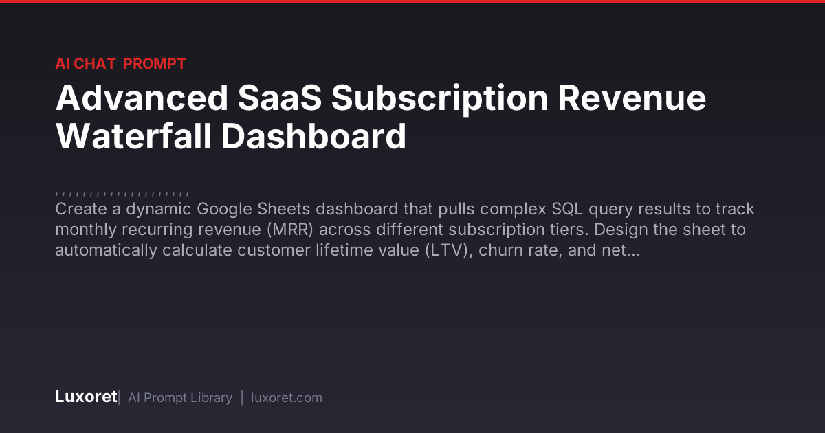 Advanced SaaS Subscription Revenue Waterfall Dashboard — Ai Chat Prompt ...