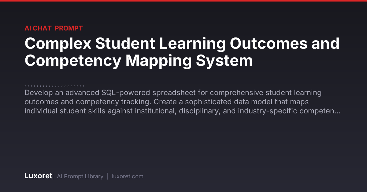 Complex Student Learning Outcomes and Competency Mapping System — Ai ...
