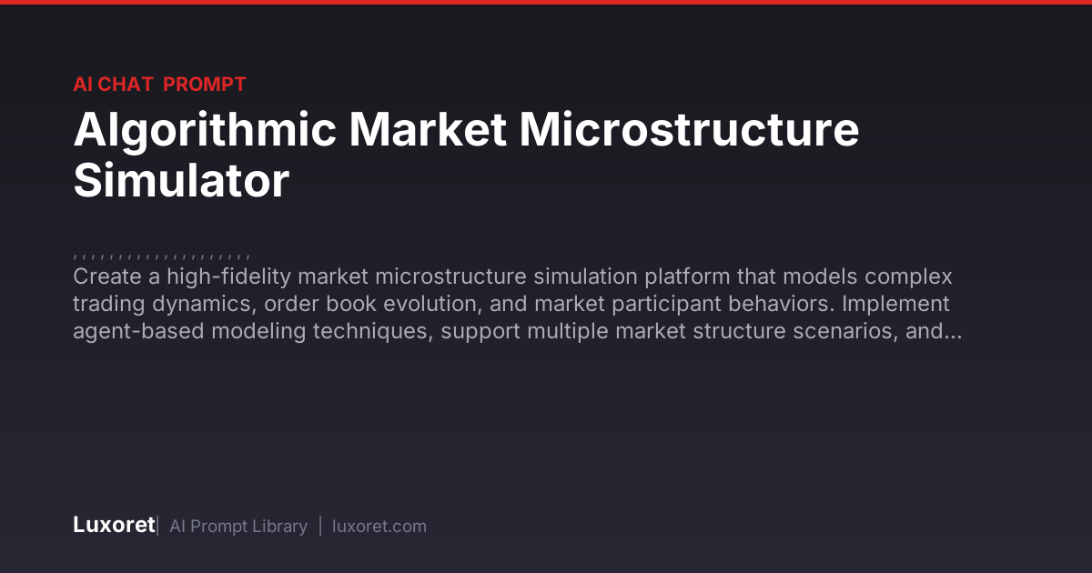 Algorithmic Market Microstructure Simulator — Ai Chat Prompt | Luxoret