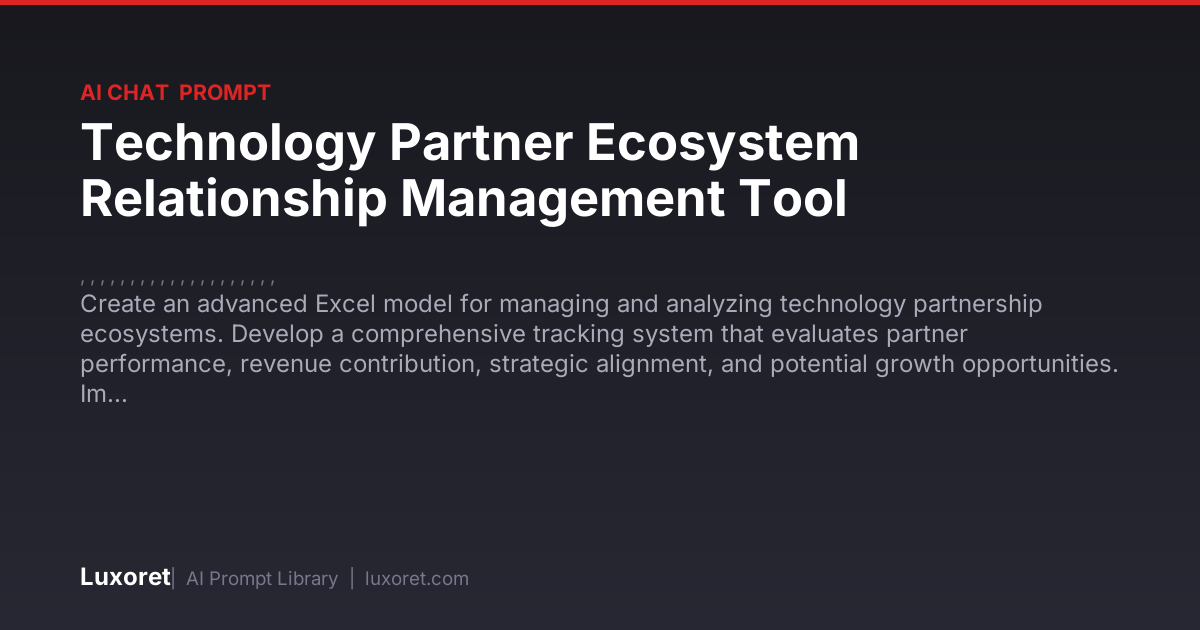 Technology Partner Ecosystem Relationship Management Tool — Ai Chat ...