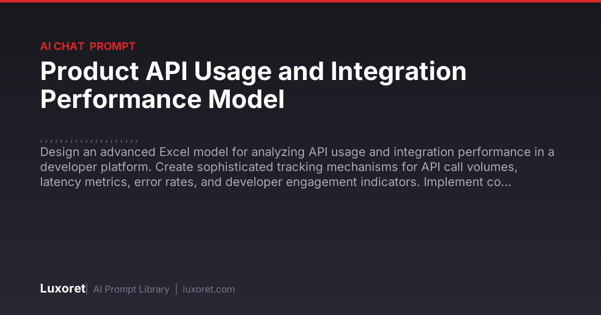 Product API Usage and Integration Performance Model — Ai Chat Prompt ...
