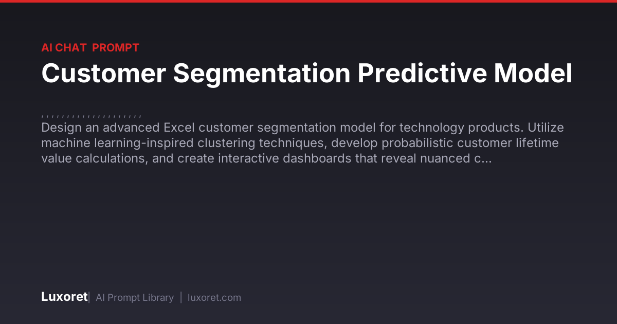 Customer Segmentation Predictive Model — Ai Chat Prompt | Luxoret