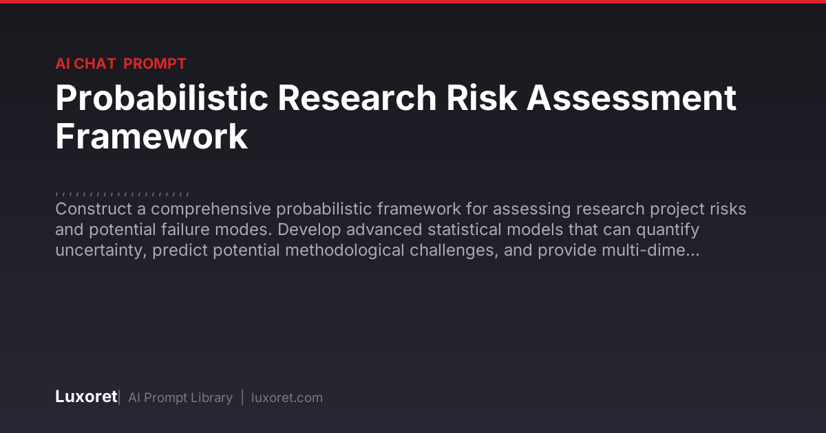 Probabilistic Research Risk Assessment Framework — Ai Chat Prompt | Luxoret