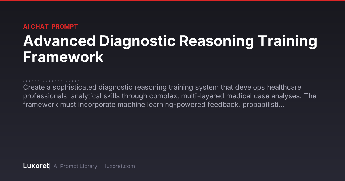 Advanced Diagnostic Reasoning Training Framework — Ai Chat Prompt | Luxoret