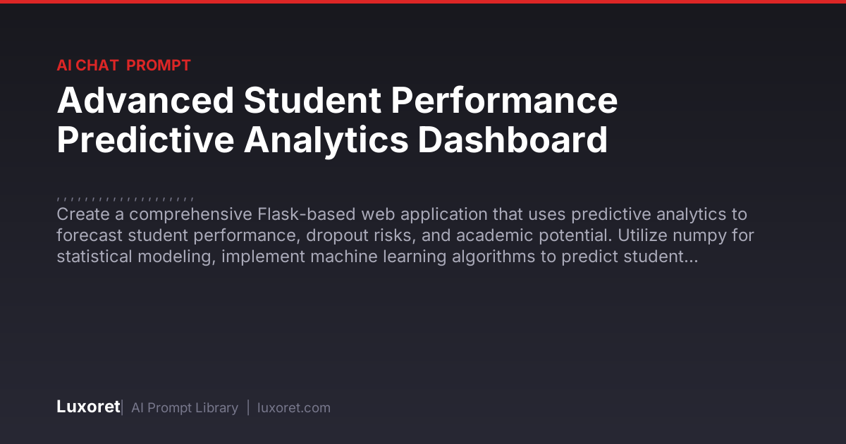 Advanced Student Performance Predictive Analytics Dashboard — Ai Chat ...