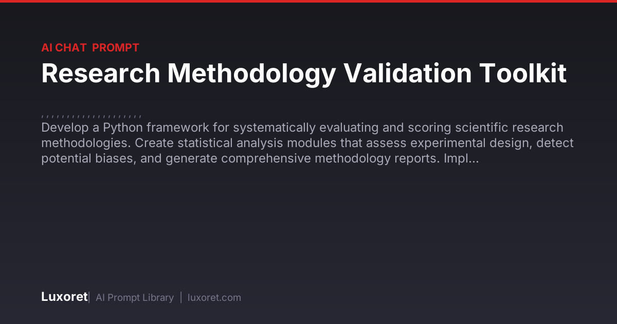 Research Methodology Validation Toolkit — Ai Chat Prompt | Luxoret
