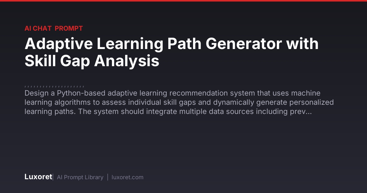 Adaptive Learning Path Generator with Skill Gap Analysis — Ai Chat ...