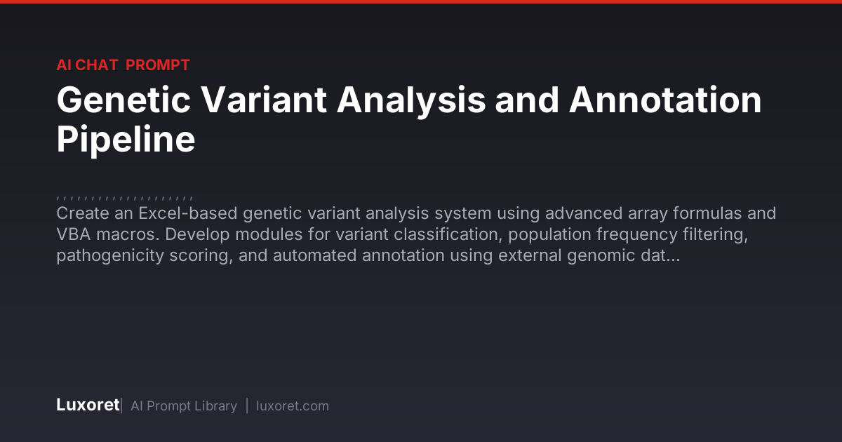 Genetic Variant Analysis and Annotation Pipeline — Ai Chat Prompt | Luxoret
