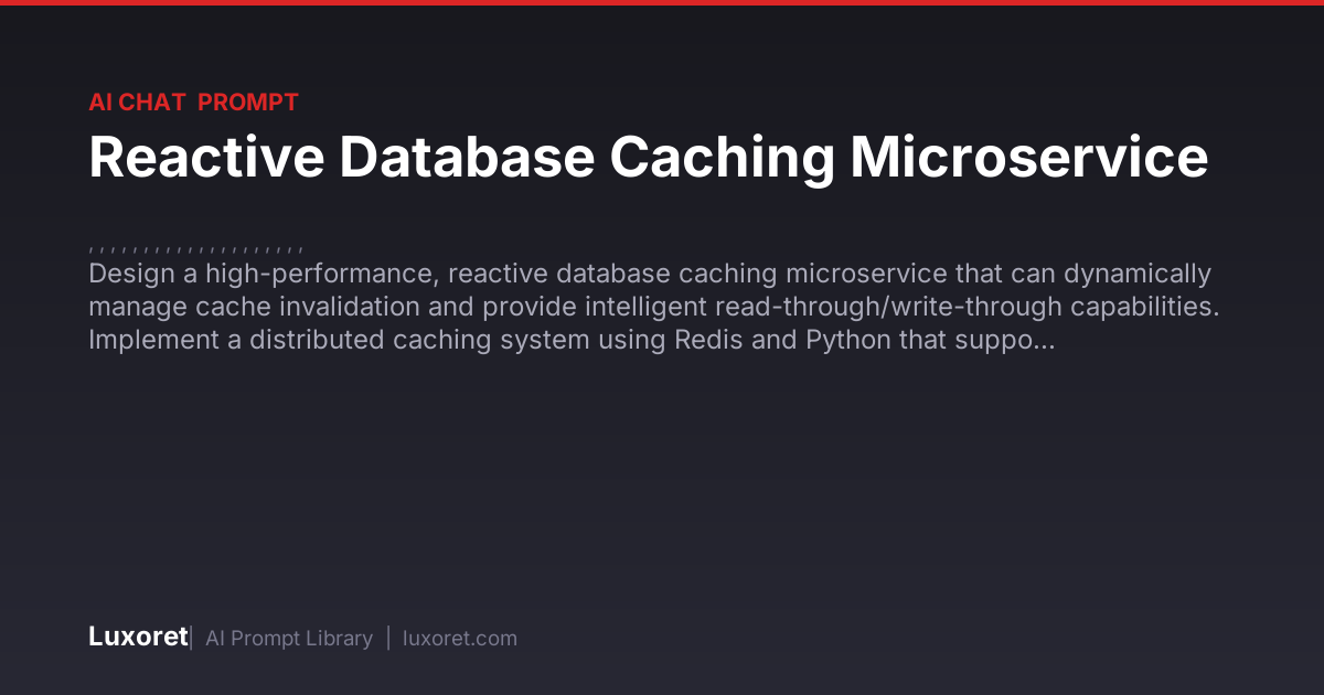 Reactive Database Caching Microservice — Ai Chat Prompt | Luxoret