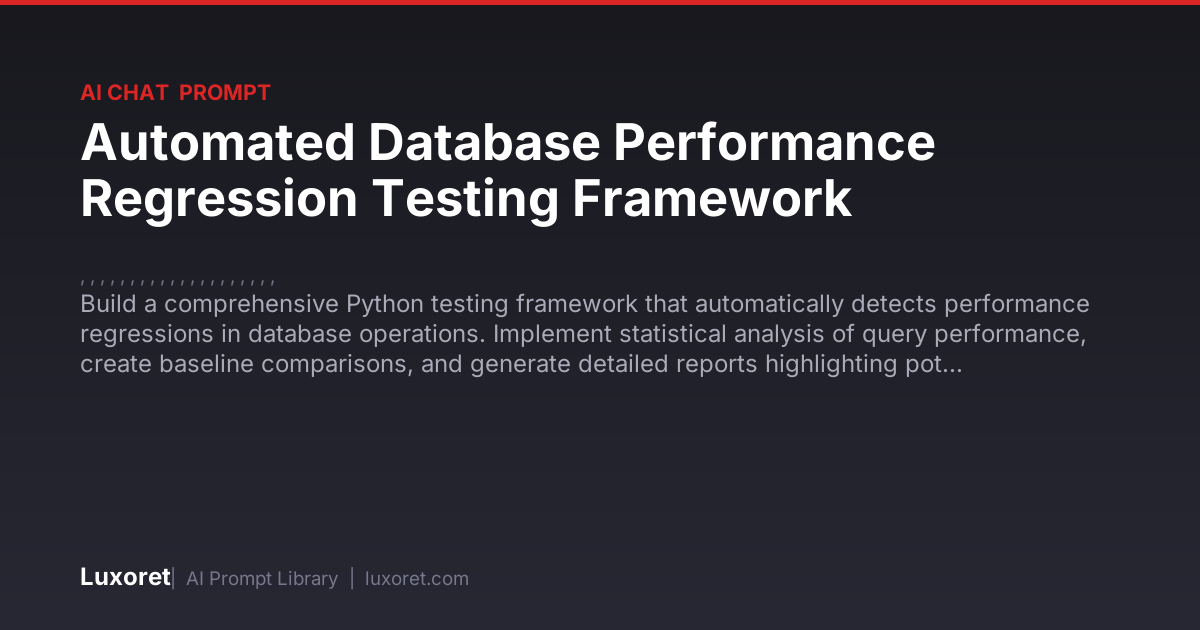 Automated Database Performance Regression Testing Framework — Ai Chat ...