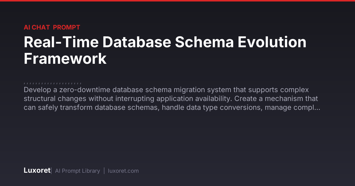 Real-Time Database Schema Evolution Framework — Ai Chat Prompt | Luxoret