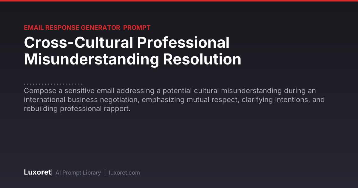 Cross-Cultural Professional Misunderstanding Resolution — Email ...