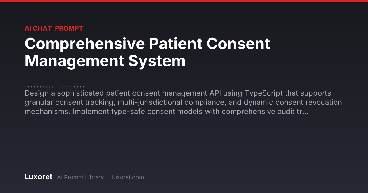 Comprehensive Patient Consent Management System — Ai Chat Prompt | Luxoret