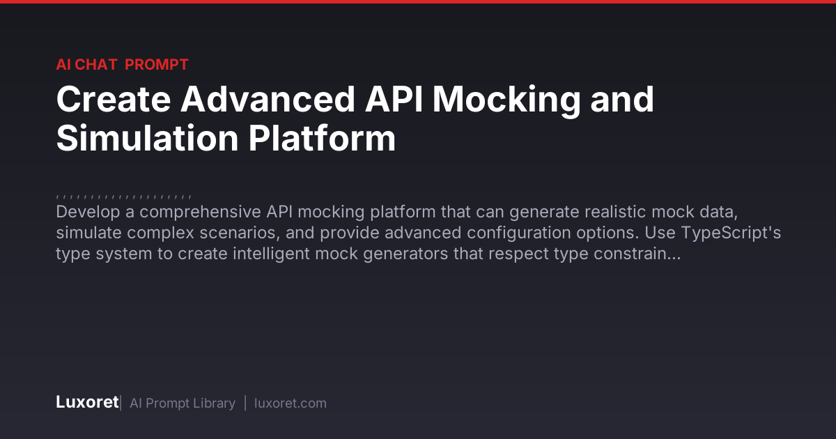 Create Advanced API Mocking and Simulation Platform — Ai Chat Prompt ...