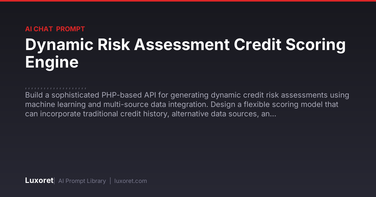 Dynamic Risk Assessment Credit Scoring Engine — Ai Chat Prompt | Luxoret
