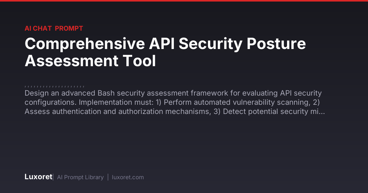 Comprehensive API Security Posture Assessment Tool — Ai Chat Prompt ...
