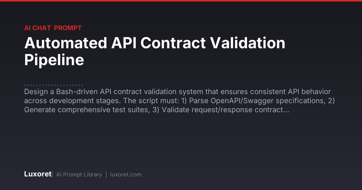 Automated API Contract Validation Pipeline — Ai Chat Prompt | Luxoret