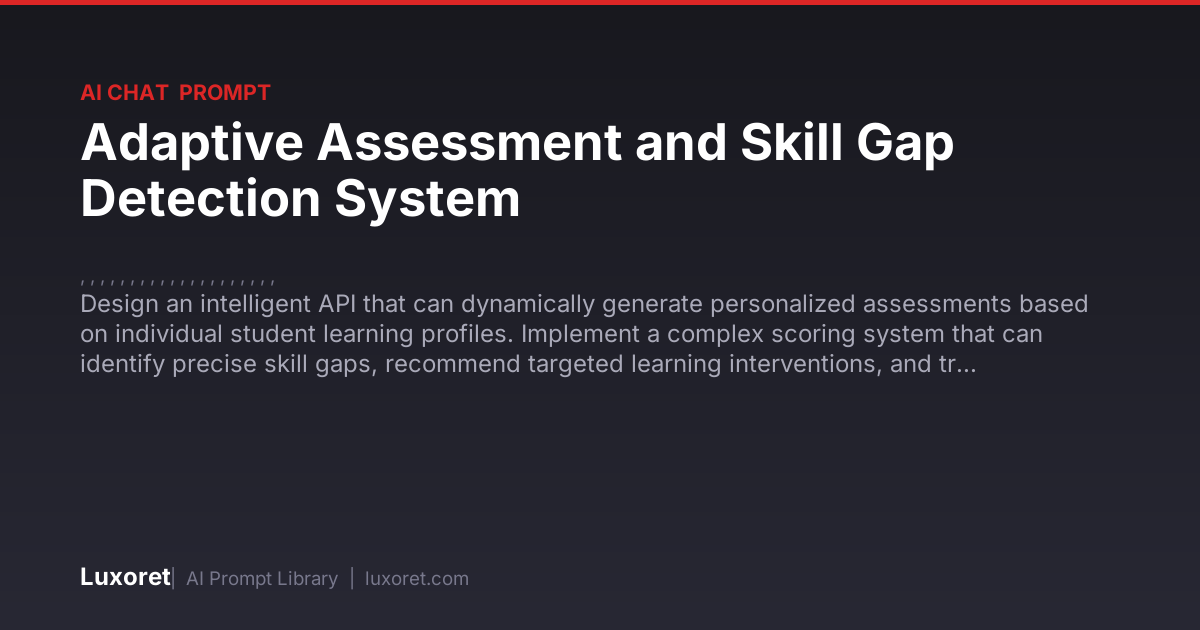 Adaptive Assessment and Skill Gap Detection System — Ai Chat Prompt ...