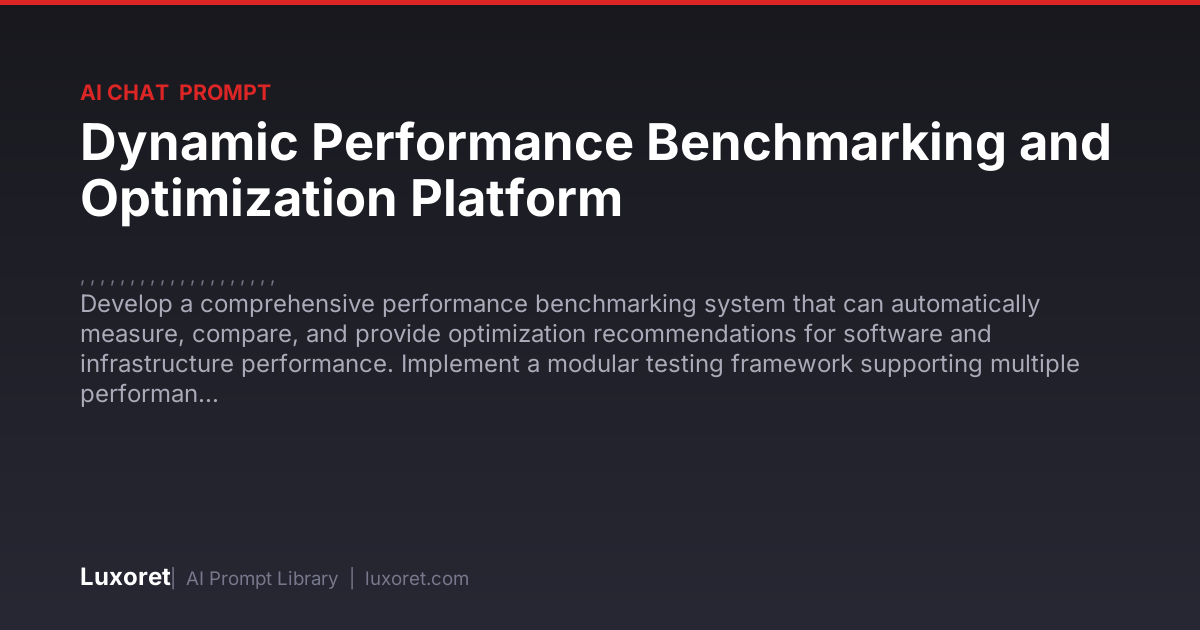 Dynamic Performance Benchmarking and Optimization Platform — Ai Chat ...
