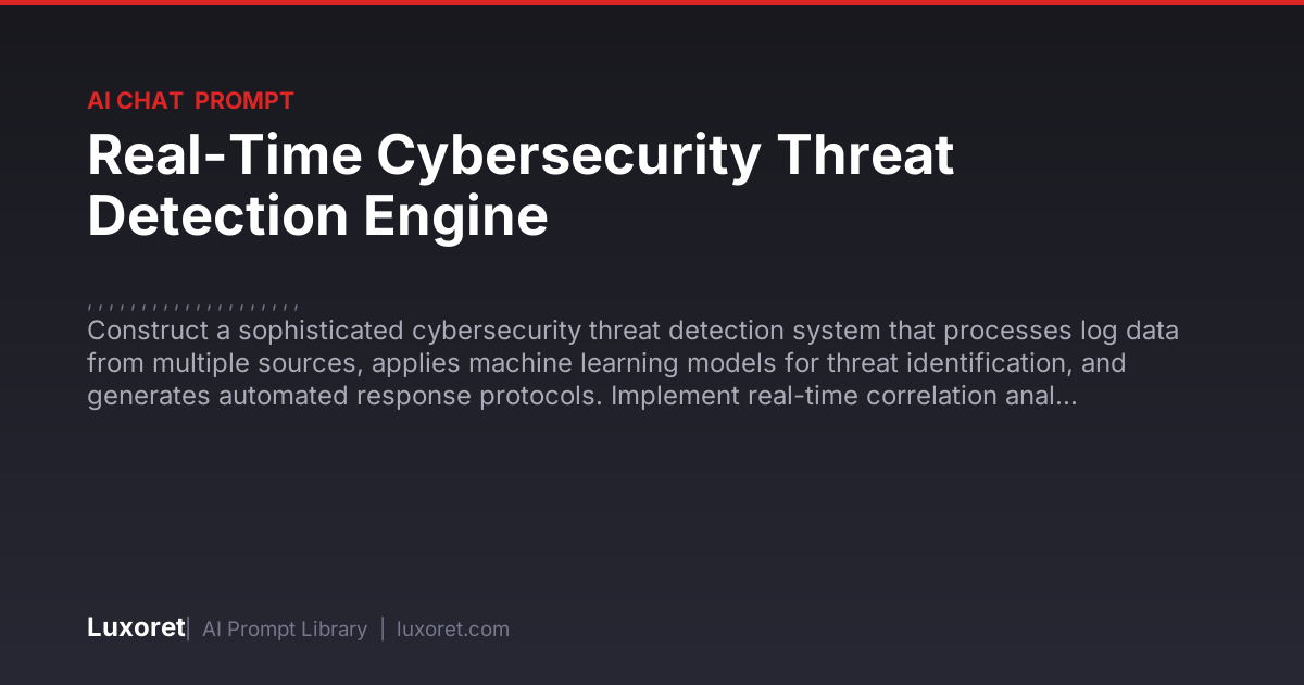 Real-Time Cybersecurity Threat Detection Engine — Ai Chat Prompt | Luxoret