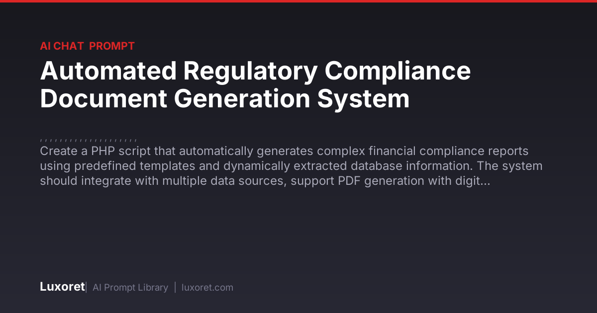 Automated Regulatory Compliance Document Generation System — Ai Chat ...