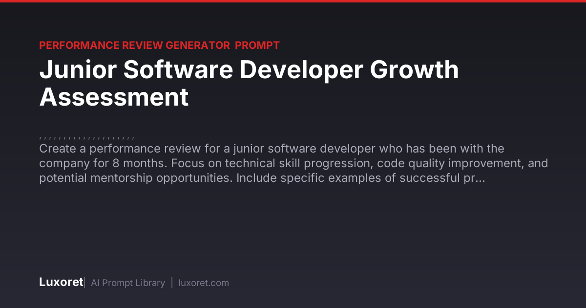 Junior Software Developer Growth Assessment — Performance Review Prompt ...