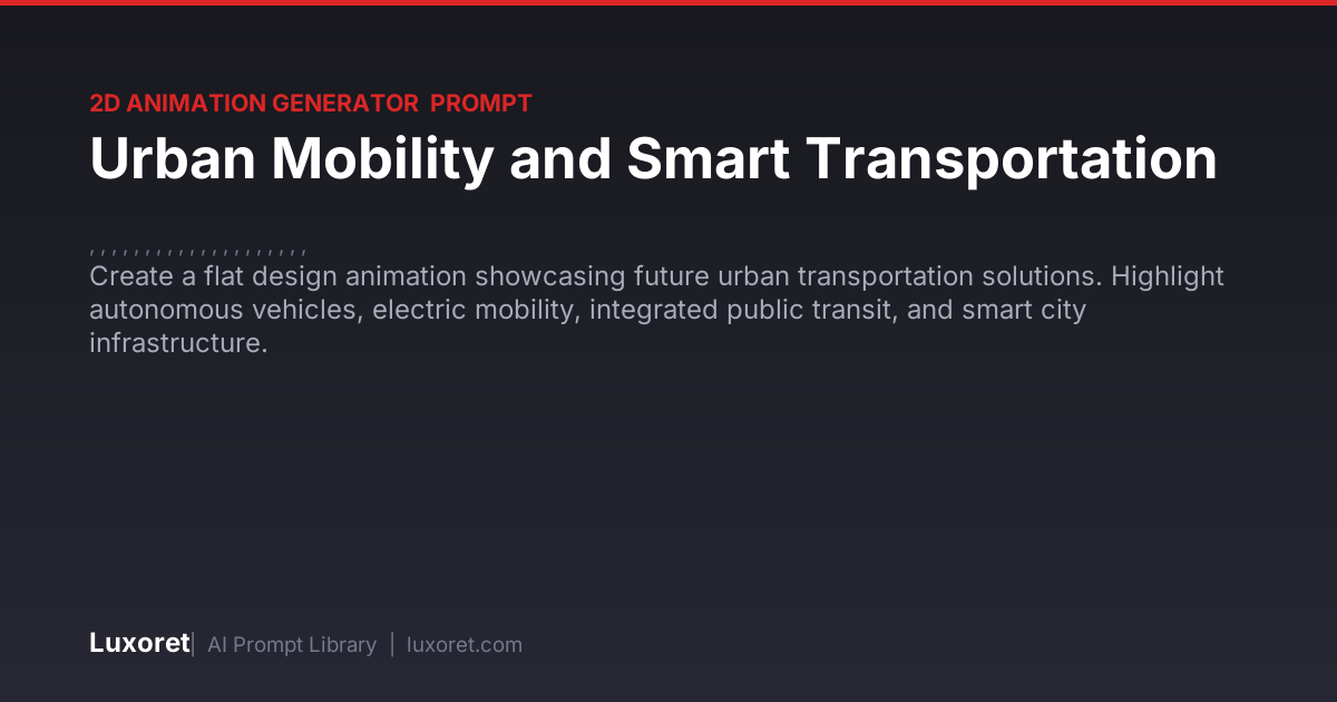 Urban Mobility and Smart Transportation — 2D Animation Generator Prompt ...