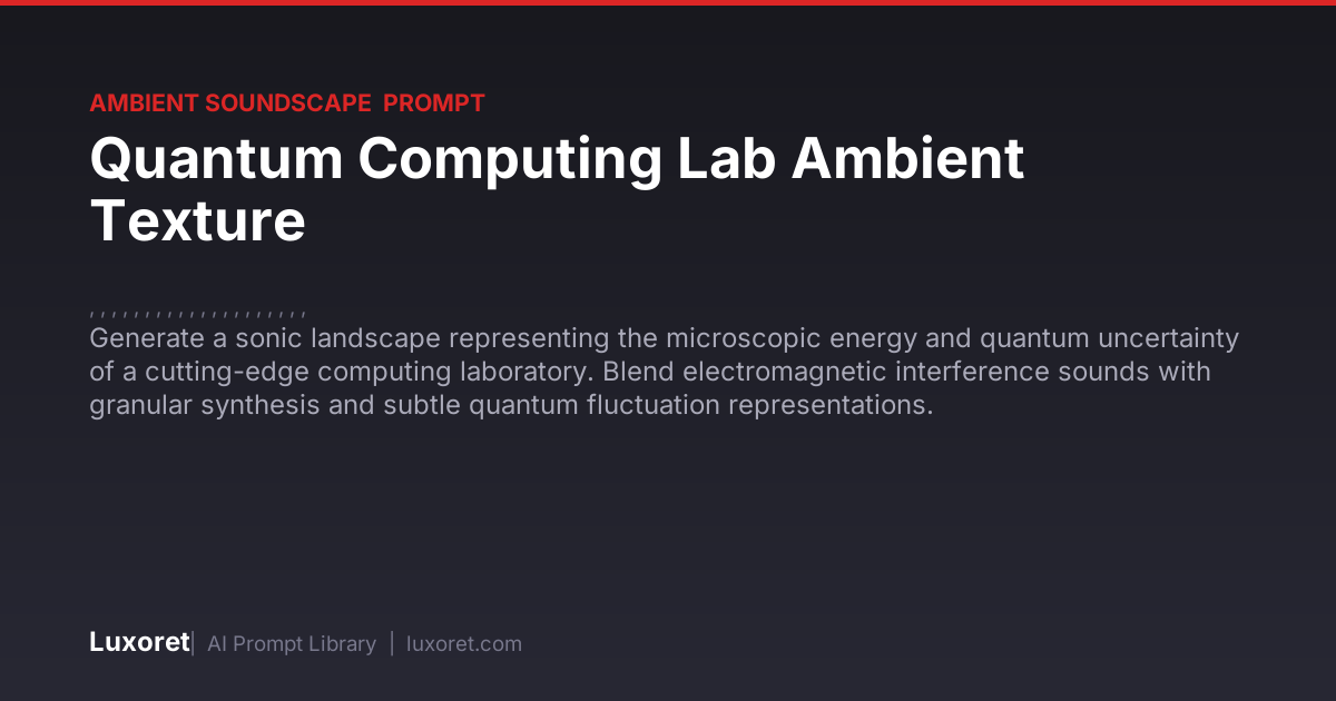 Quantum Computing Lab Ambient Texture — Ambient Soundscape Prompt | Luxoret