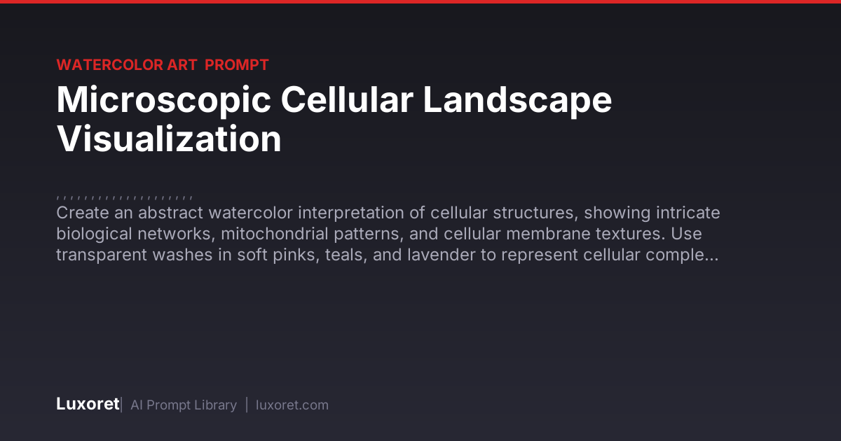 Microscopic Cellular Landscape Visualization — Watercolor Art Prompt ...